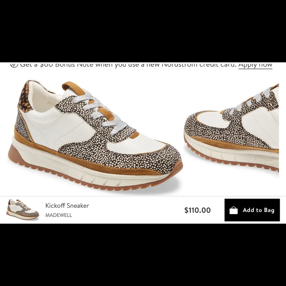 Madewell Kickoff Sneaker animal print